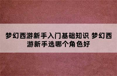 梦幻西游新手入门基础知识 梦幻西游新手选哪个角色好